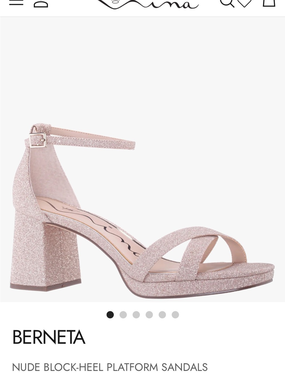 Nina Berneta Nude/Rose Gold Glitter Block-Heel Sandals